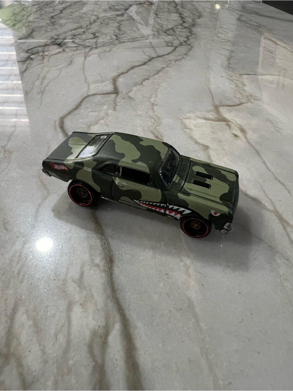 1968 Nova Hot Wheels Camouflage Shark-Tooth Muscle Car Toy - Green 2008 Mattel